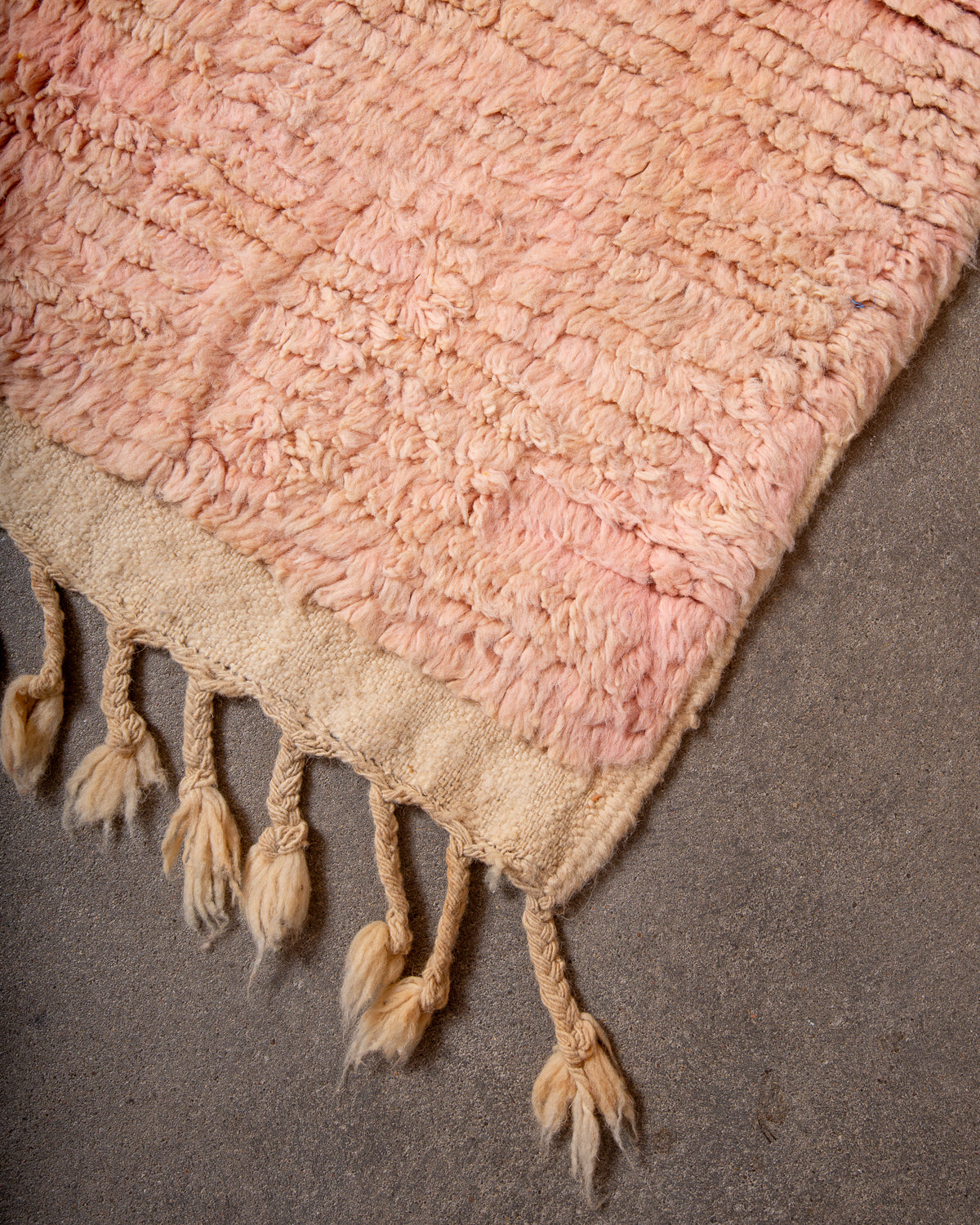 Modern, designer, handcrafted Berber rug from Morocco. Beniourain carpet with beautiful colours and patterns and fluffy wool texture.